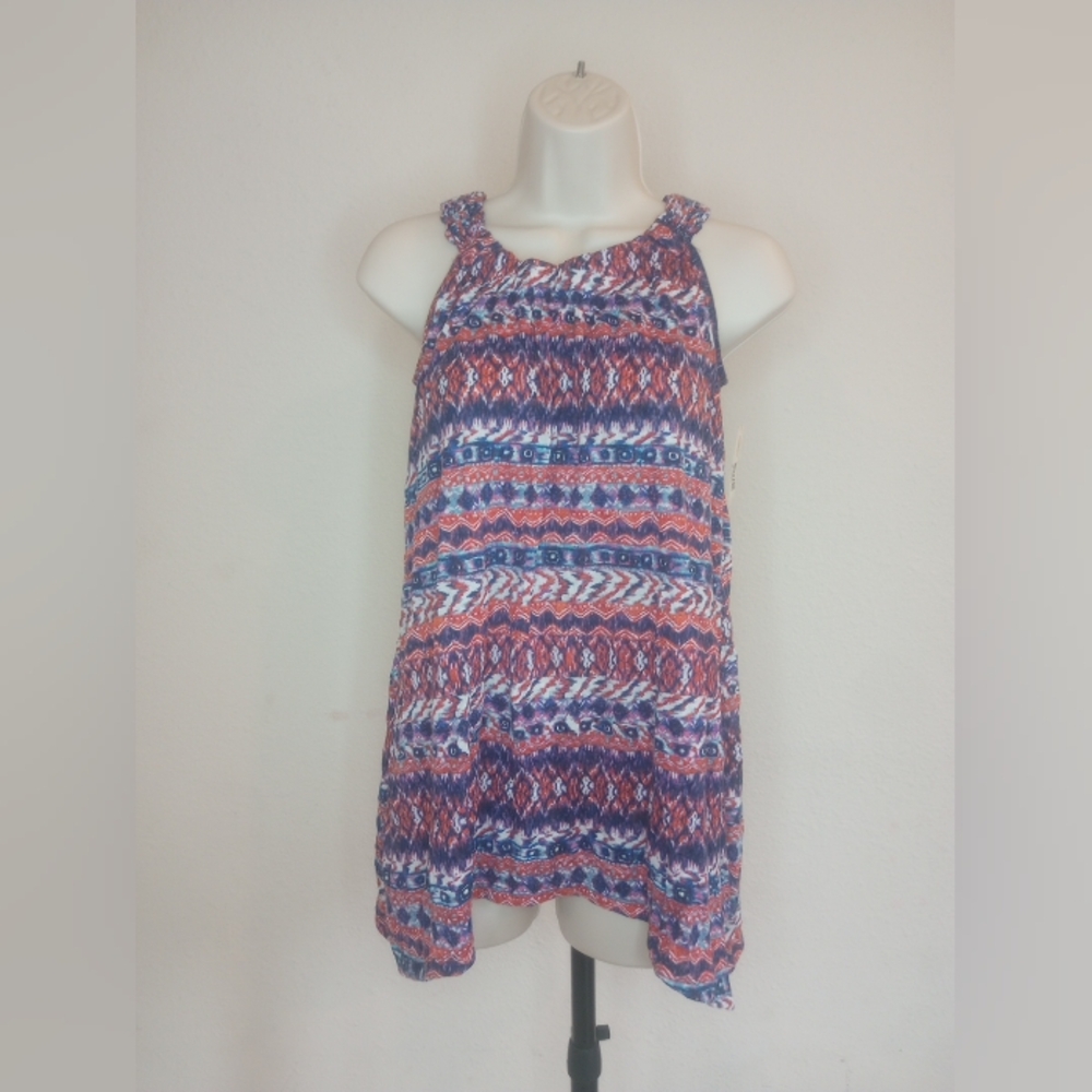 New Directions Colorful Sleeveless Patterned Blouse Sz S